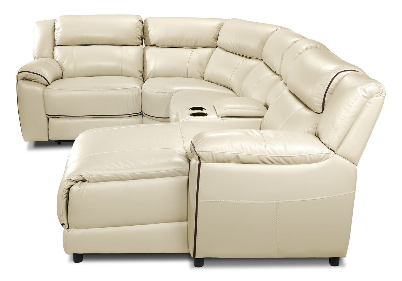 Holton 5-Piece Leather Sectional with Right-Facing Chaise - Pebble