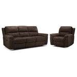 Roarke Reclining Sofa and Recliner Set - Walnut