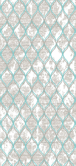 Trellis 5' x 8' Area Rug - Aqua Blue and Grey
