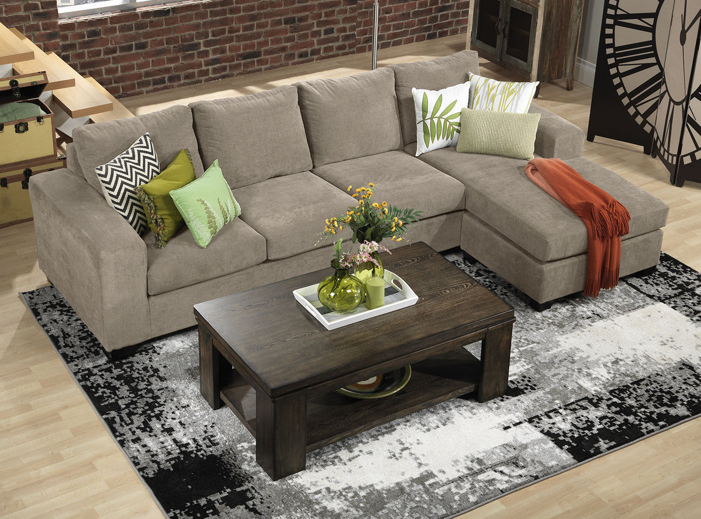 Danielle 2-Piece Sectional with Right-Facing Chaise - Pewter