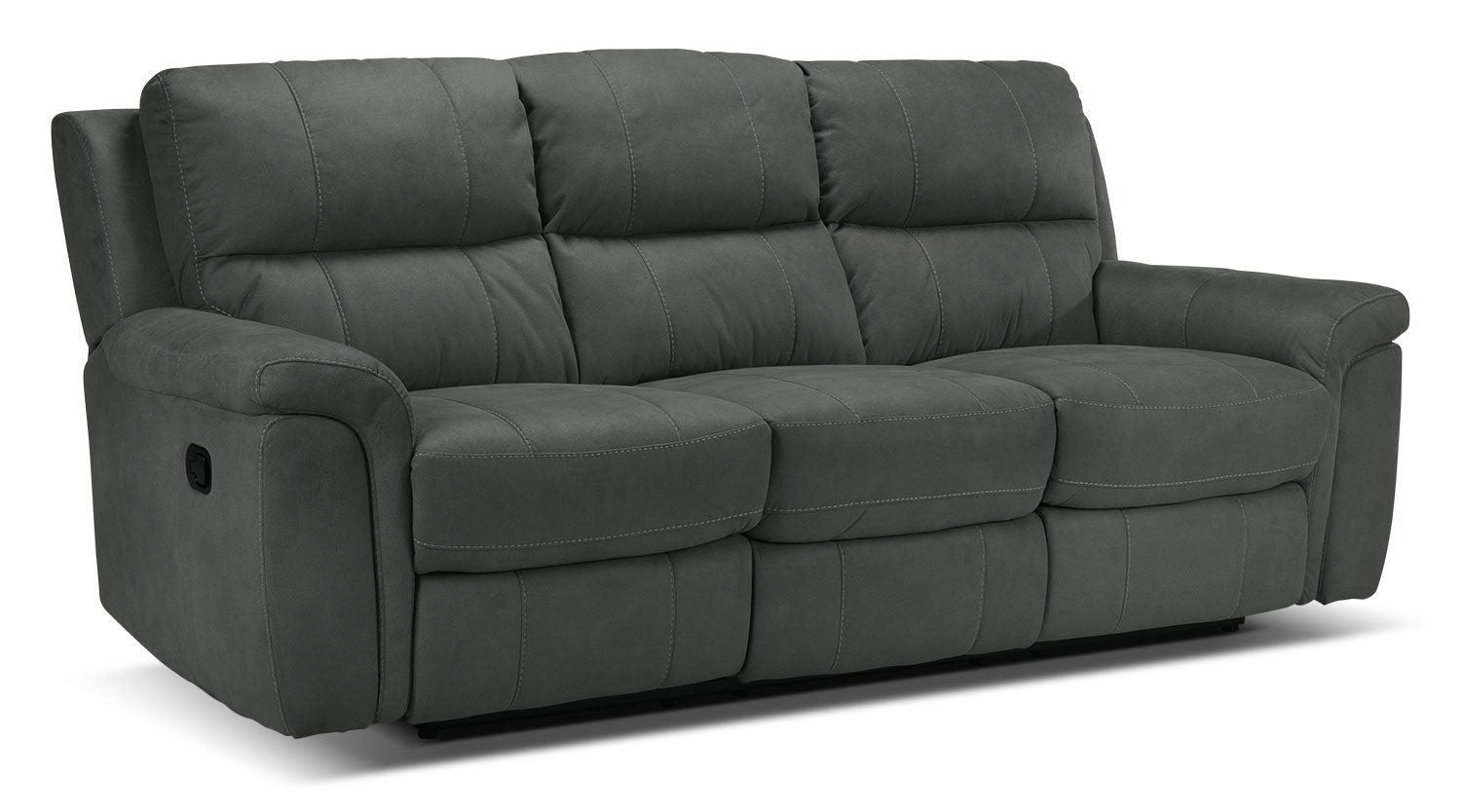Roarke Reclining Sofa, Reclining Loveseat and Recliner Set - Charcoal