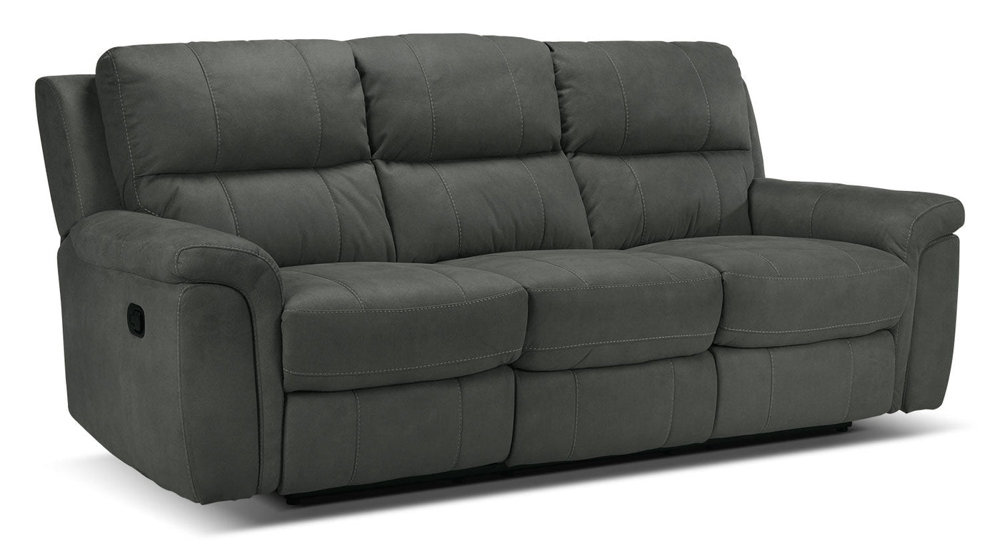 Roarke Reclining Sofa and Reclining Loveseat Set - Charcoal