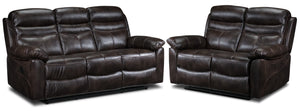 Devon Reclining Sofa and Reclining Loveseat Set - Brown