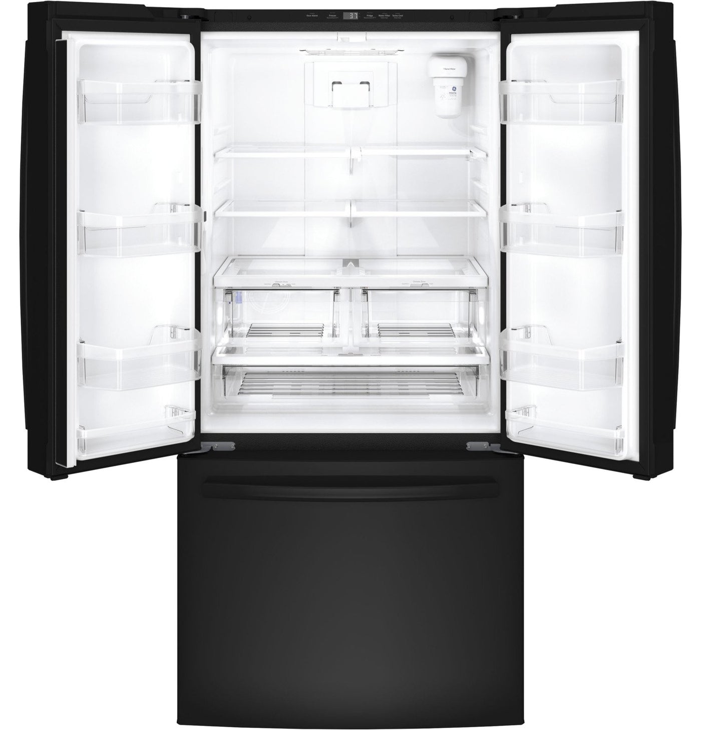 GE Black Counter-Depth French Door Refrigerator (18.6 Cu. Ft.) - GWE19JGLBB