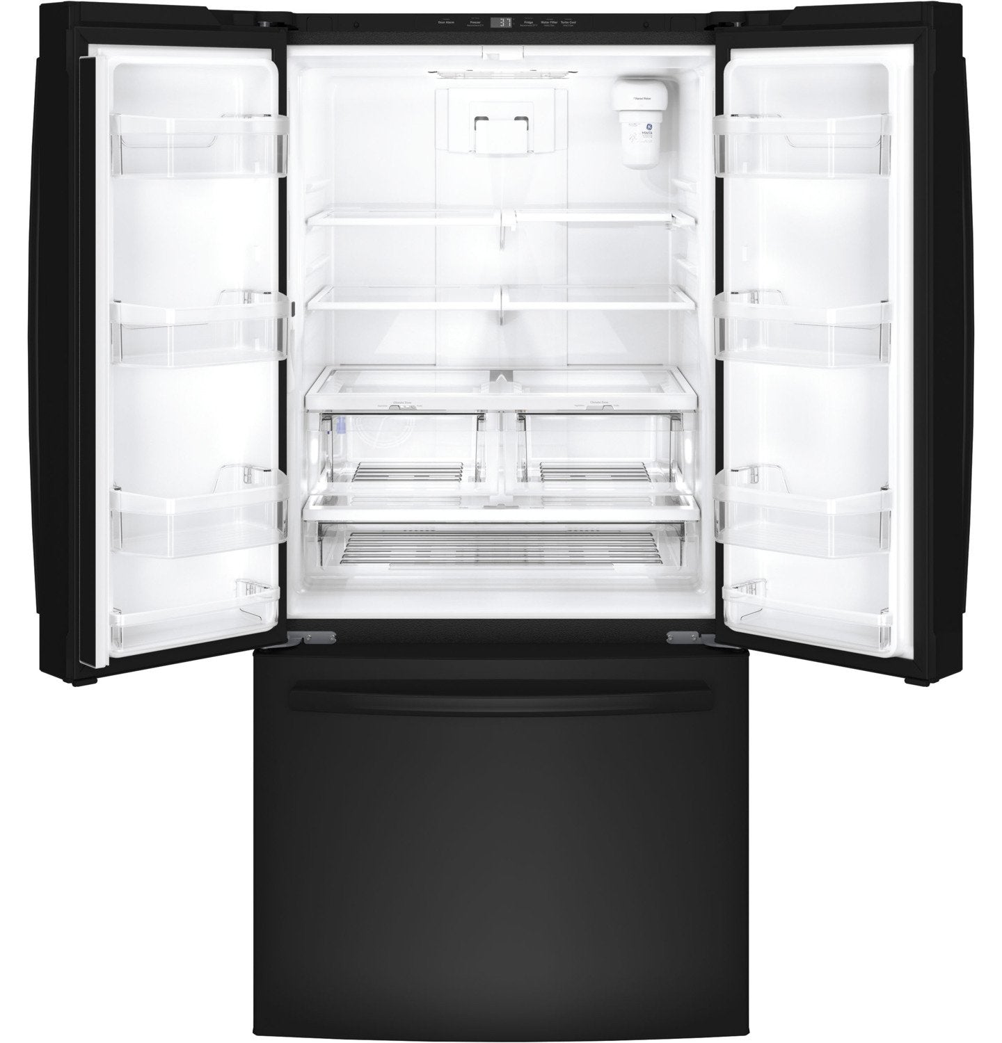 GE Black Counter-Depth French Door Refrigerator (18.6 Cu. Ft.) - GWE19JGLBB