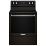 KitchenAid Black Stainless Steel Freestanding Electric Convection Range (6.4 Cu. Ft.) - YKFEG500EBS