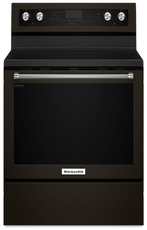 KitchenAid Black Stainless Steel Freestanding Electric Convection Range (6.4 Cu. Ft.) - YKFEG500EBS