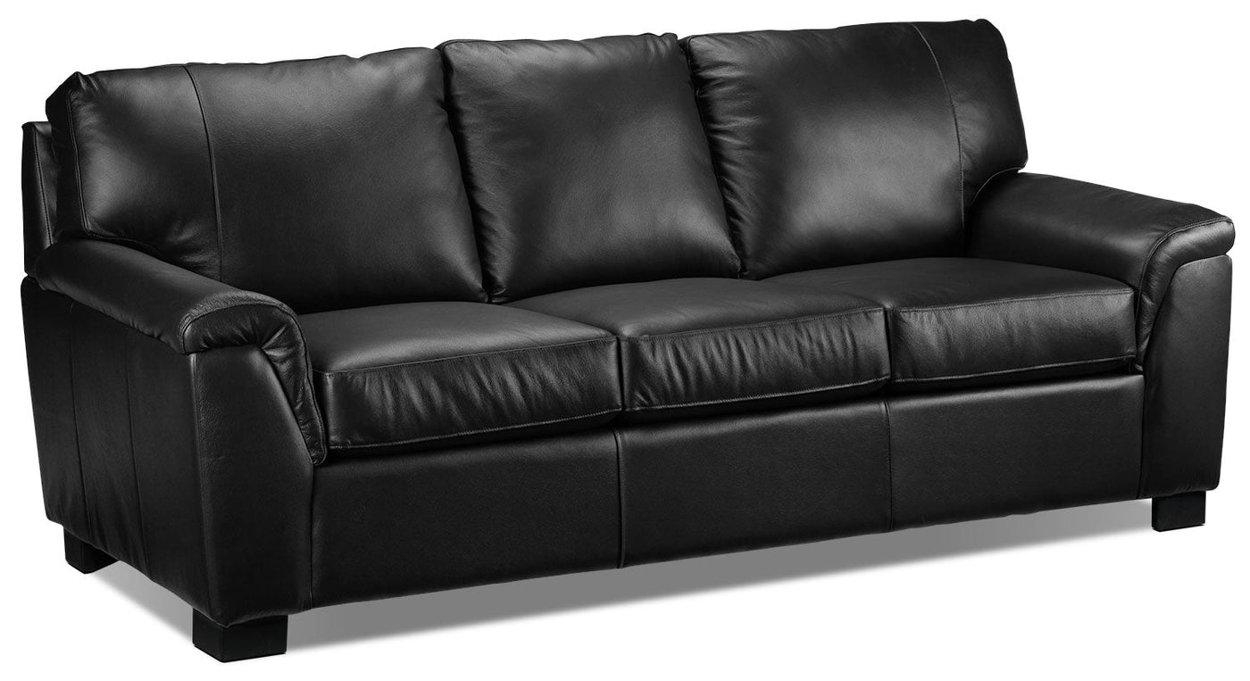 Reynolds Leather Sofa and Loveseat Set - Black