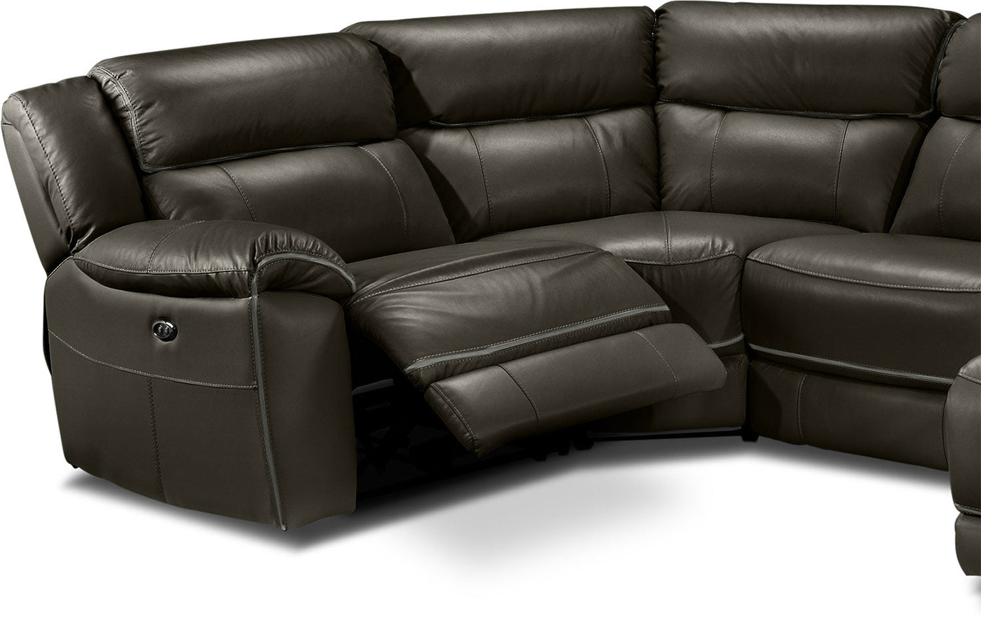 Holton 5-Piece Leather Sectional with Right-Facing Chaise - Charcoal Grey