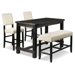 Jackson 4-Piece Counter-Height Dining Set - Dark Grey and Cream