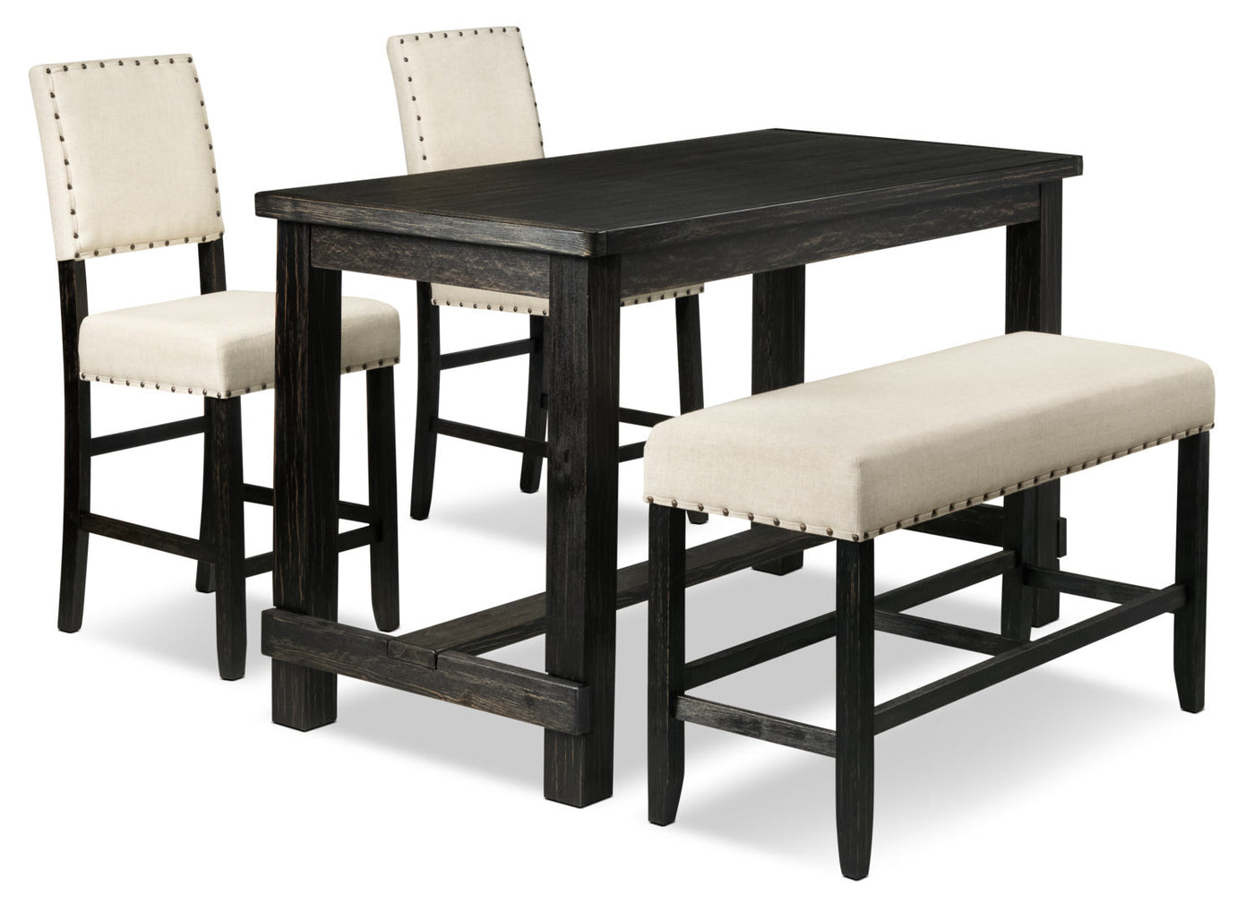 Jackson 4-Piece Counter-Height Dining Set - Dark Grey and Cream