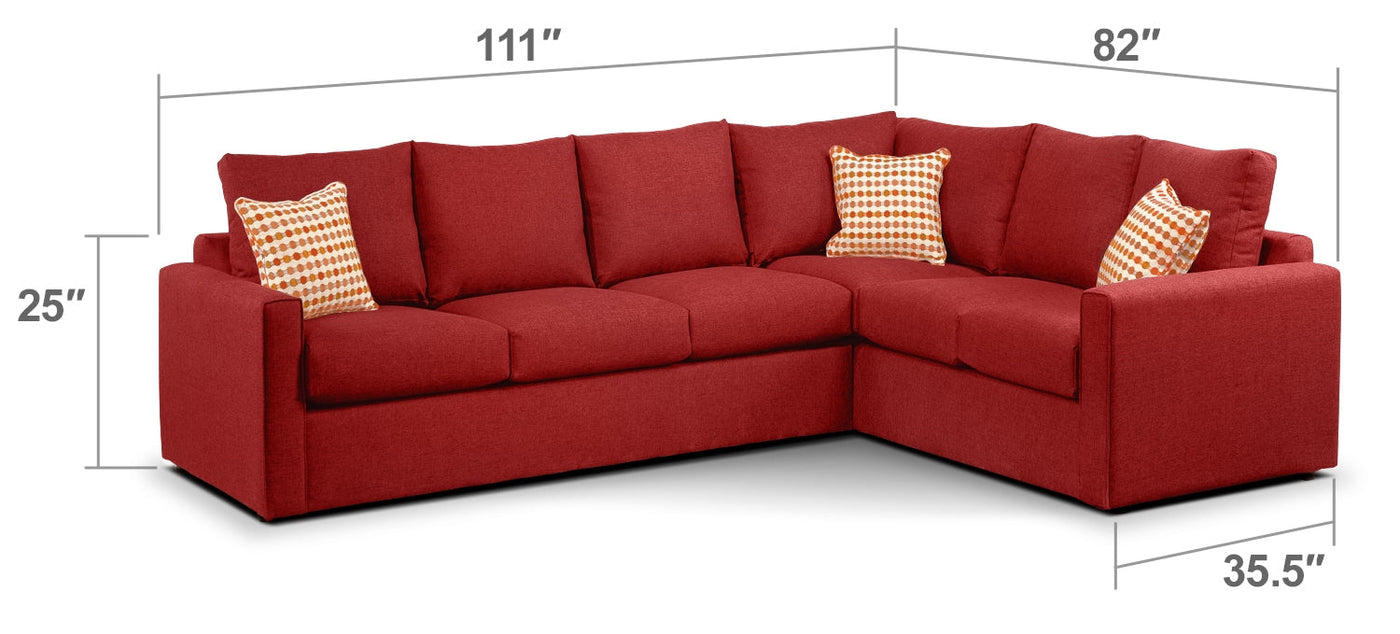 Athina  2-Piece Sectional with Left-Facing Queen Sofa Bed - Cherry