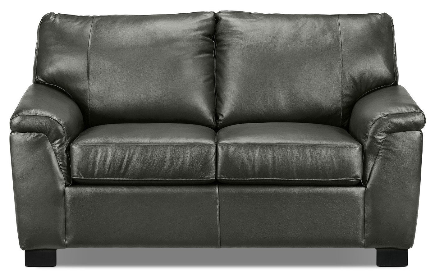 Reynolds Leather Loveseat - Dark Grey