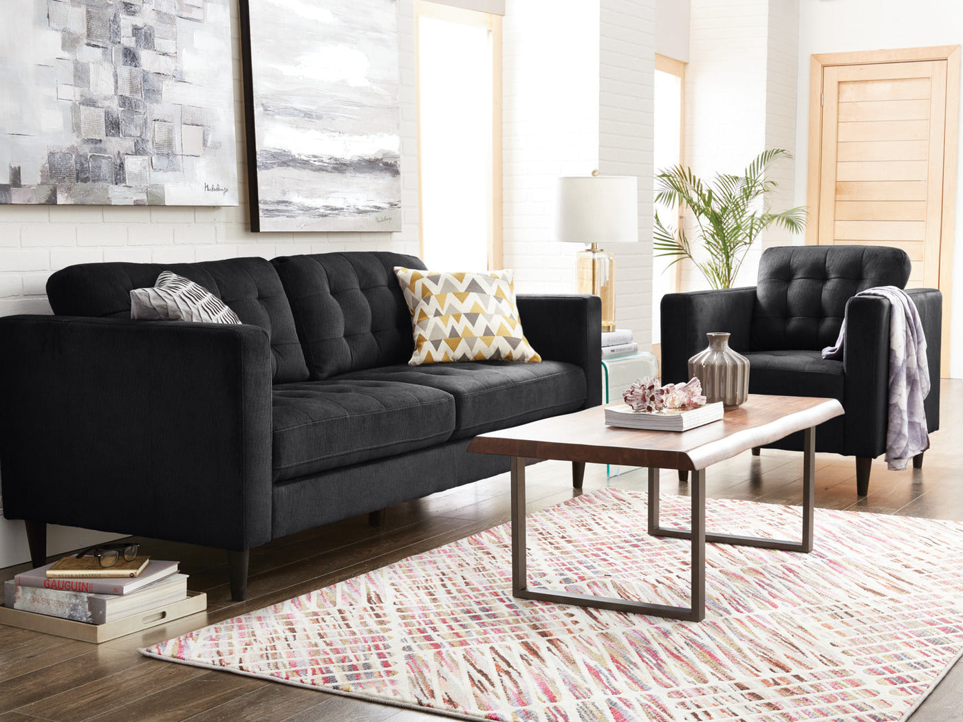 Anthena Polyester Sofa - Charcoal