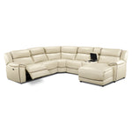 Holton 6-Piece Leather Sectional with Right-Facing Chaise - Pebble