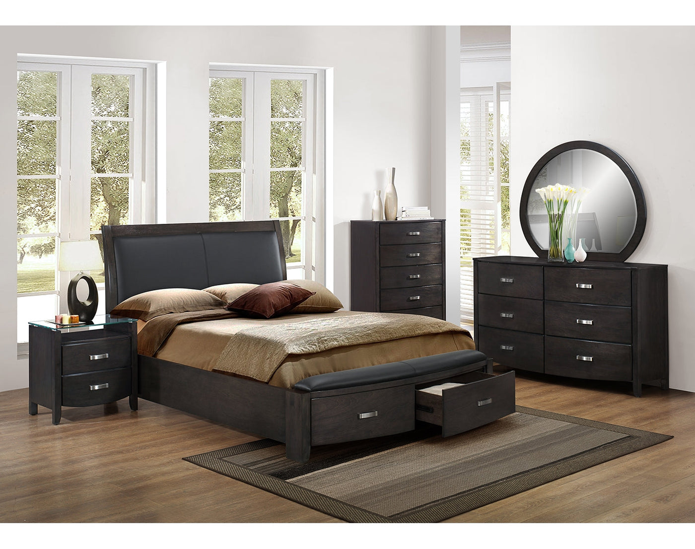 Cinema 3-Piece Queen Storage Bed - Charcoal