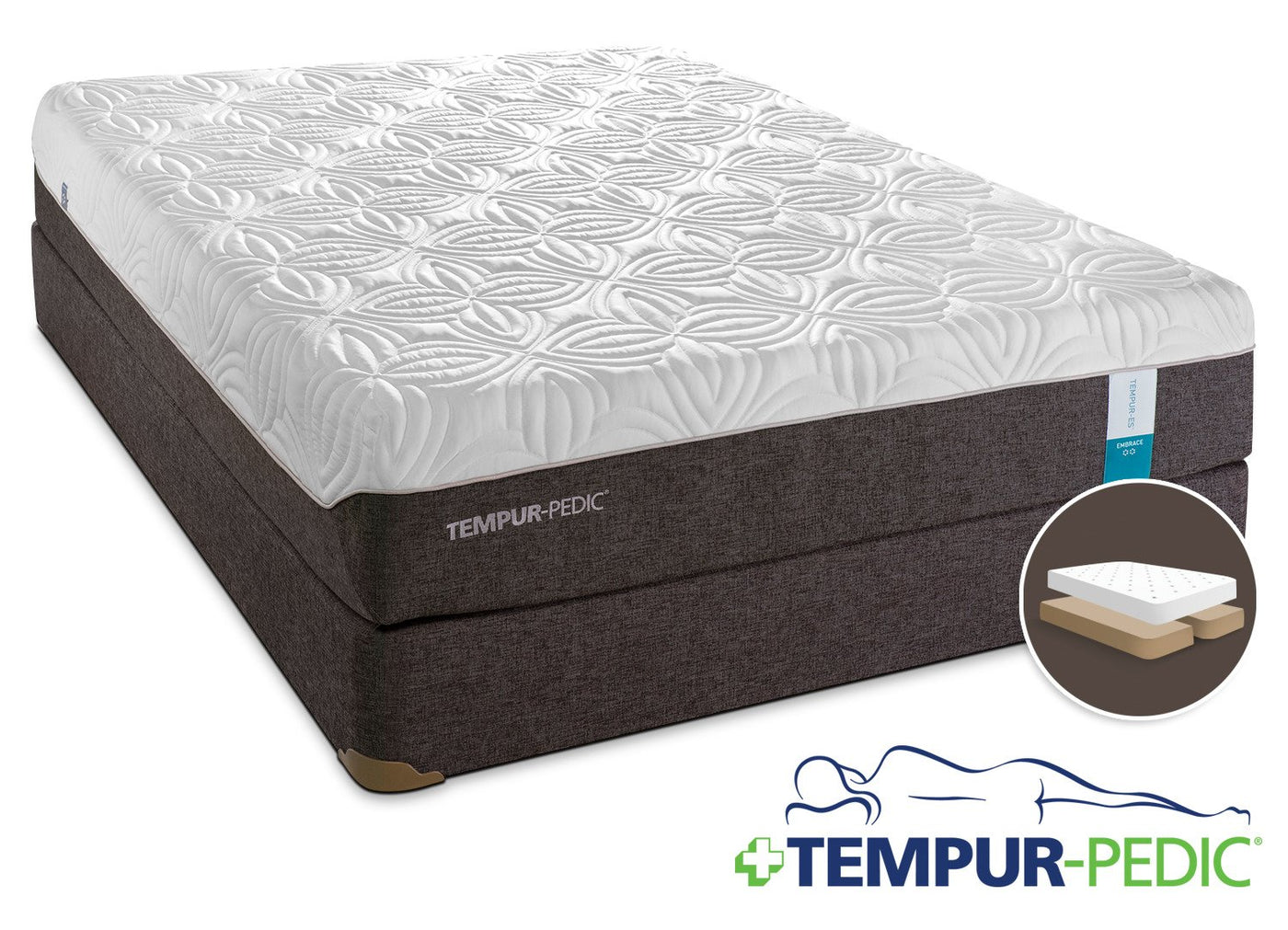 Tempur-Pedic Embrace 2.0 Plush King Mattress and Split Boxspring Set