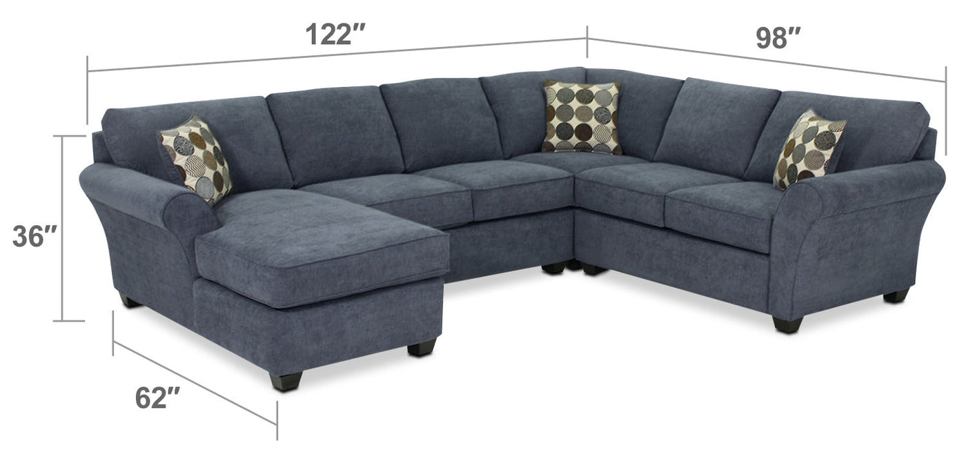 Althea 4-Piece Sectional with Right-Facing Chaise - Navy