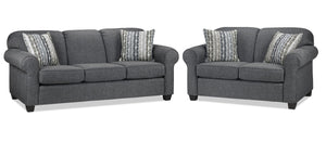 Aristotle Sofa and Loveseat Set - Grey
