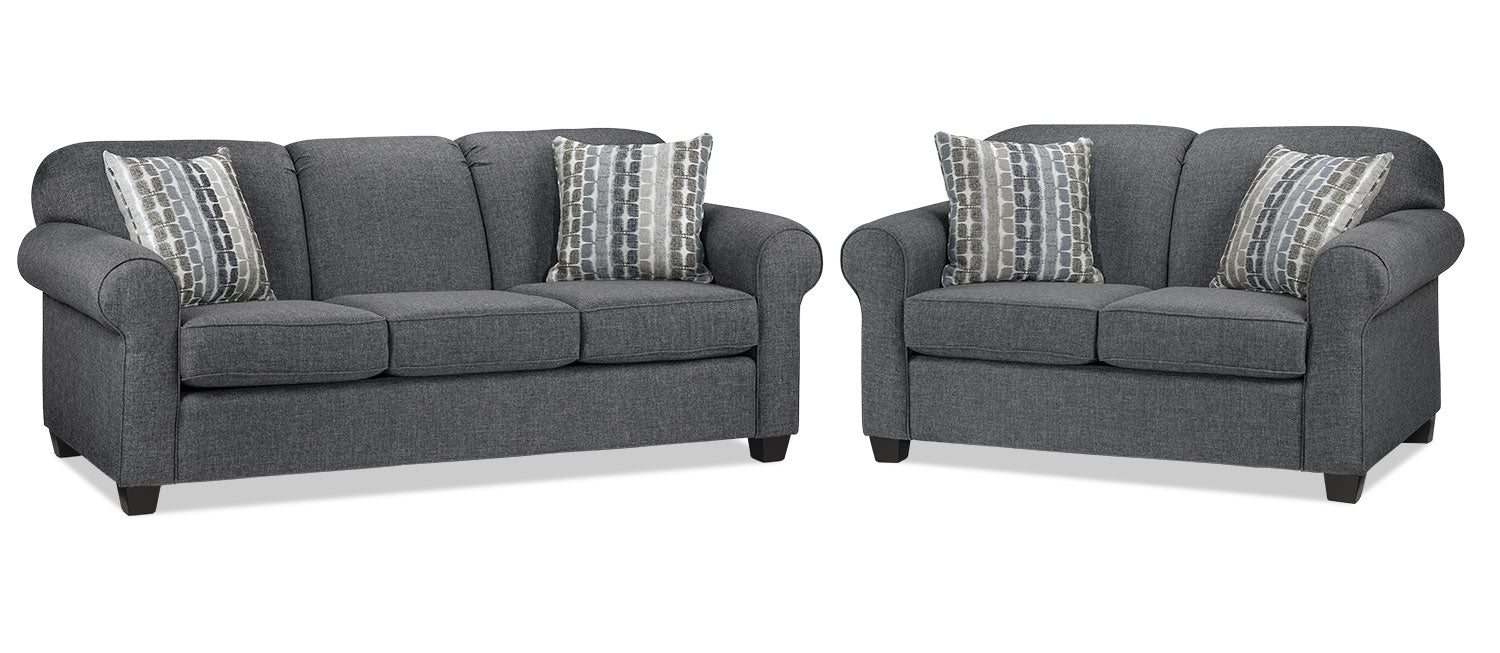 Aristotle Sofa, Loveseat and Chair Set - Grey