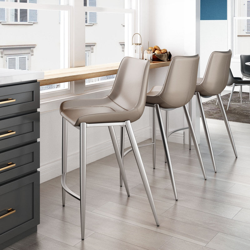 Teglberg Counter Height Stool - Greyish Brown/Silver - Set of 2