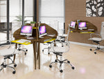 Gatutca Floating Cubicle Section Desk with Keyboard Shelf Set of 2 - Rustic Brown/Yellow