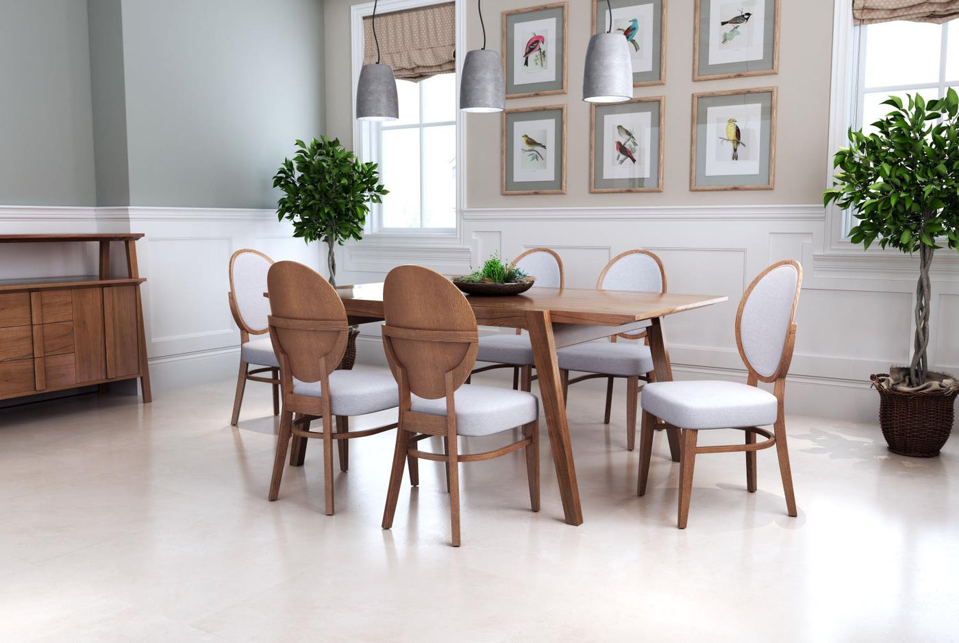 Douglas Dining Chair - Walnut/Light Grey - Set of 2