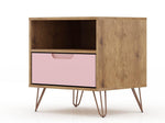 Nuuk I Night Table - Nature/Rose Pink