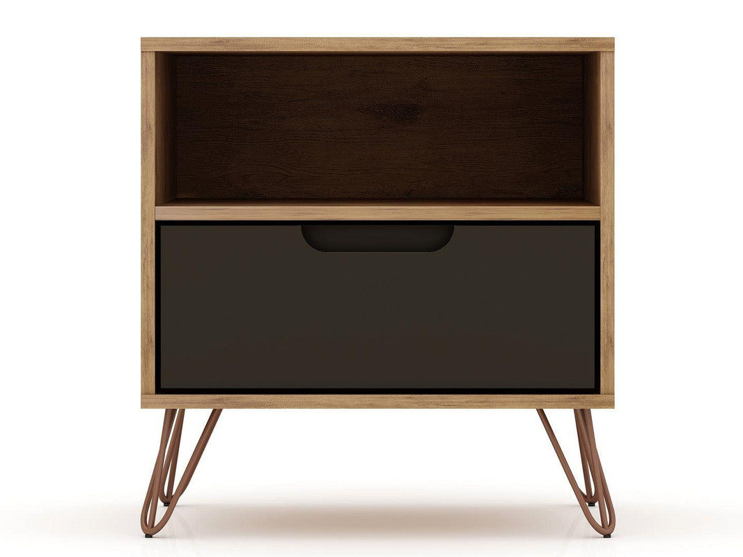 Nuuk I Night Table - Nature/Textured Grey