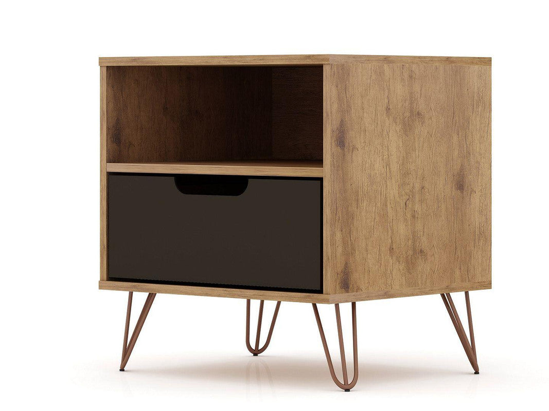 Nuuk I Night Table - Nature/Textured Grey