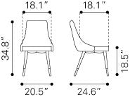 Travis Dining Chair - Grey Velvet - Set of 2