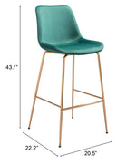 Billinton Bar Chair - Emerald Green/Gold