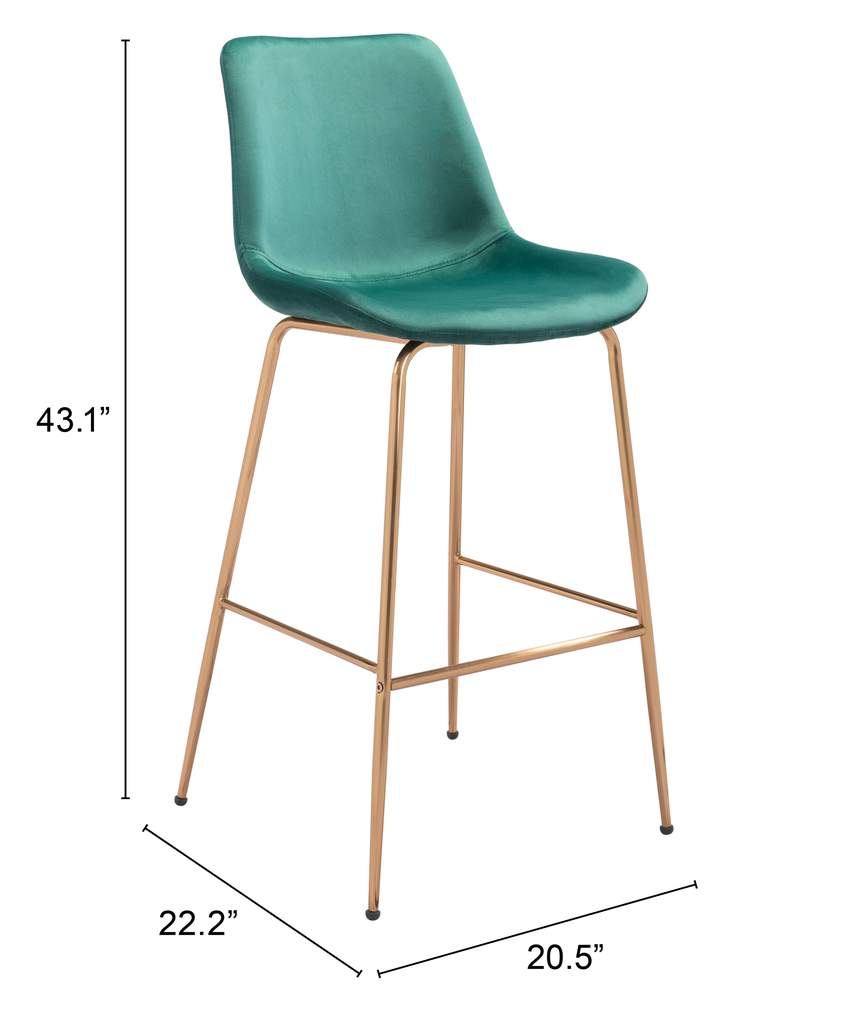 Billinton Bar Chair - Emerald Green/Gold