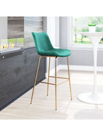 Billinton Bar Chair - Emerald Green/Gold