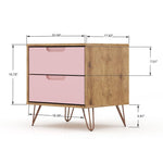Nuuk II Night Table - Nature/Rose Pink