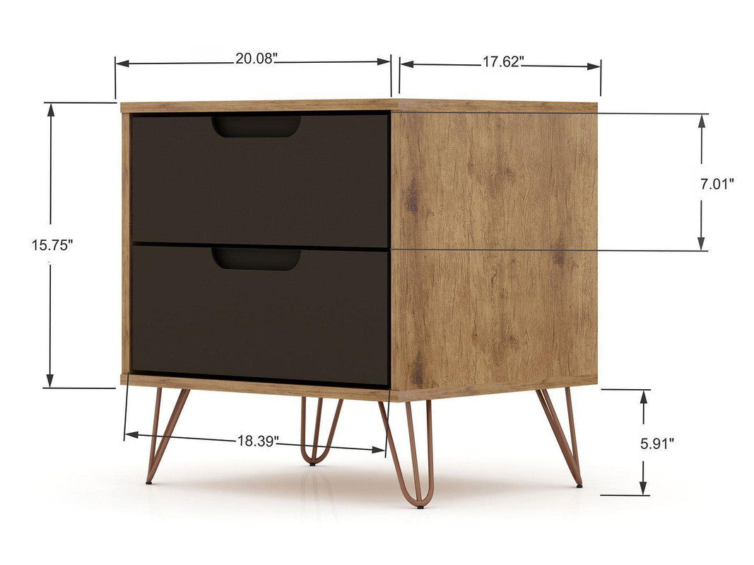 Nuuk II Night Table - Nature/Textured Grey