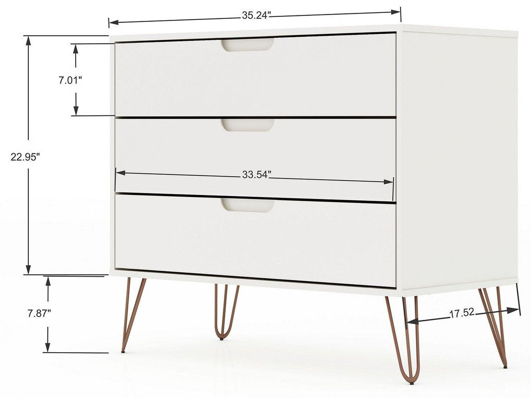 Nuuk 3-Drawer Dresser - White