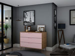 Nuuk 3-Drawer Dresser - Nature/Rose Pink