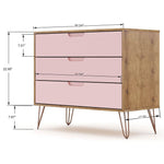 Nuuk 3-Drawer Dresser - Nature/Rose Pink