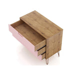 Nuuk 3-Drawer Dresser - Nature/Rose Pink