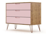 Nuuk 3-Drawer Dresser - Nature/Rose Pink