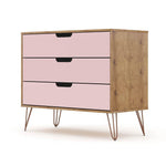 Nuuk 3-Drawer Dresser - Nature/Rose Pink