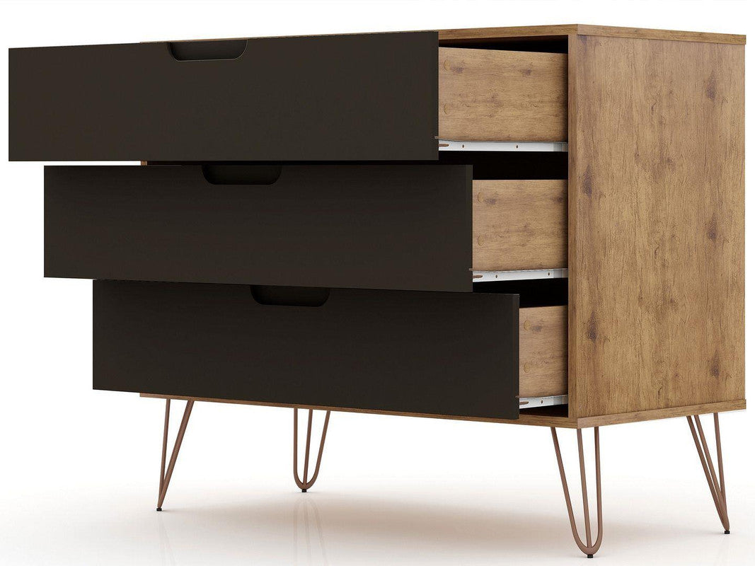 Nuuk 3-Drawer Dresser - Nature/Textured Grey