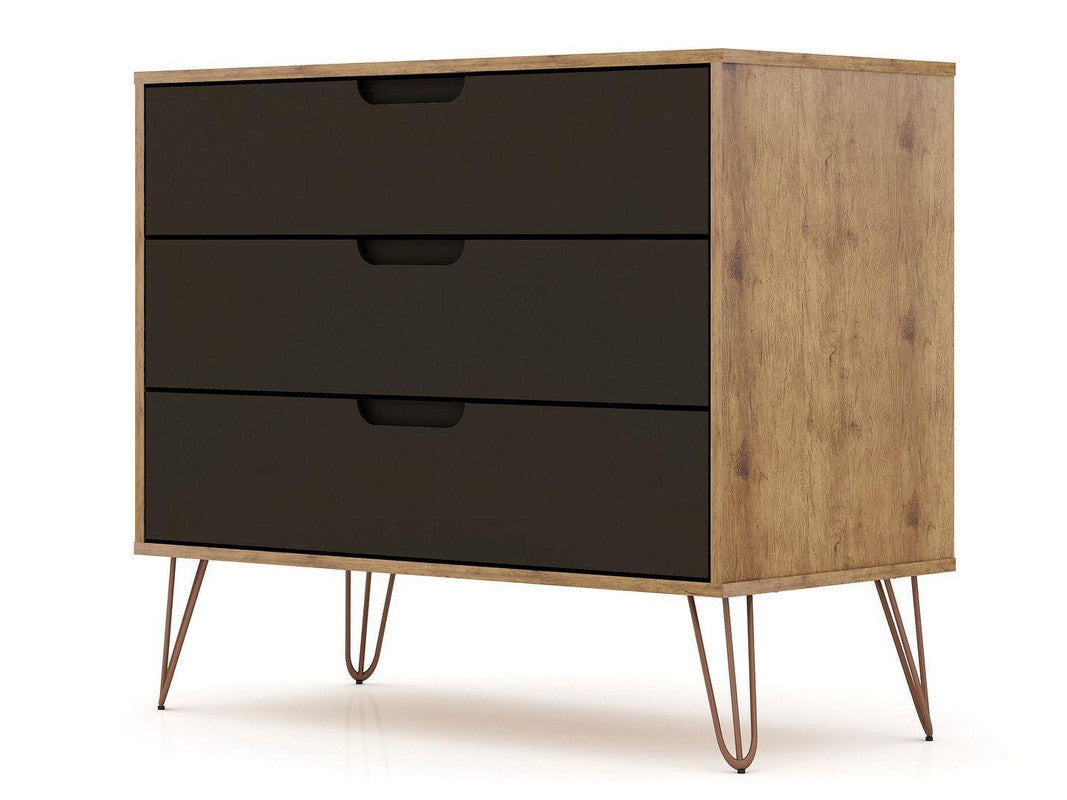 Nuuk 3-Drawer Dresser - Nature/Textured Grey