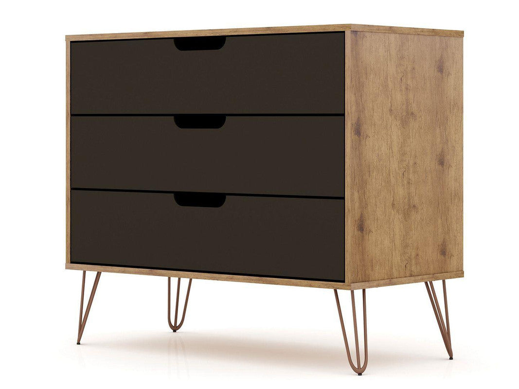 Nuuk 3-Drawer Dresser - Nature/Textured Grey