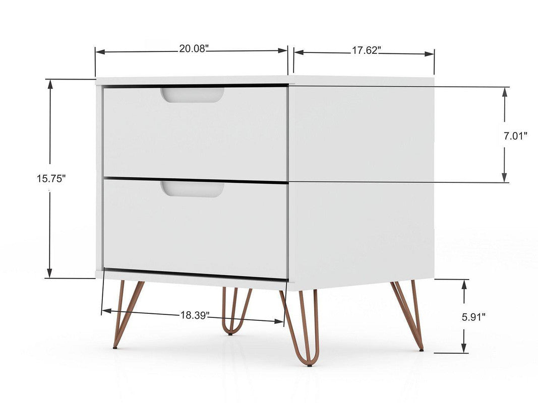 Nuuk 3-Drawer Dresser and Night Table Set - White
