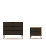 Nuuk 3-Drawer Dresser and Night Table Set - Nature/Textured Grey
