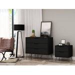 Nuuk 3-Drawer Dresser and Night Table Set - Black