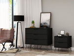 Nuuk 3-Drawer Dresser and Night Table Set - Black