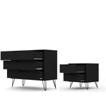 Nuuk 3-Drawer Dresser and Night Table Set - Black